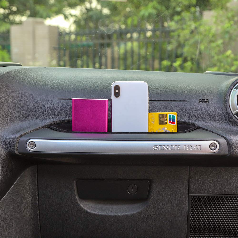 Savadicar GrabTray Passenger Storage Tray Grab Handle Accessory Box for Jeep Wrangler Black Interior Accessories Organizer, 2011-2018 JK/JKU (2/4