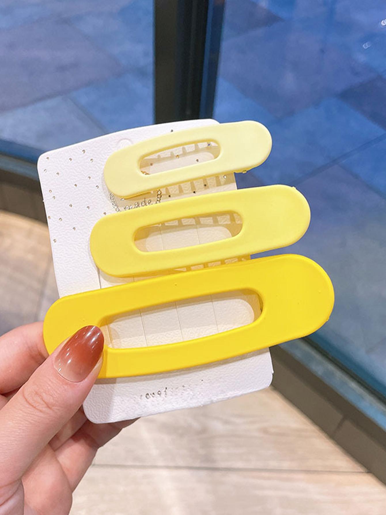 

3 Pcs Fashion Dopamine Hollow Oval Hairpins For Women Girls Party Hair Accessories