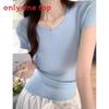 Dopamine Yellow Knit Ice Silk Short Sleeve Tshirt For Summer Casual Wear