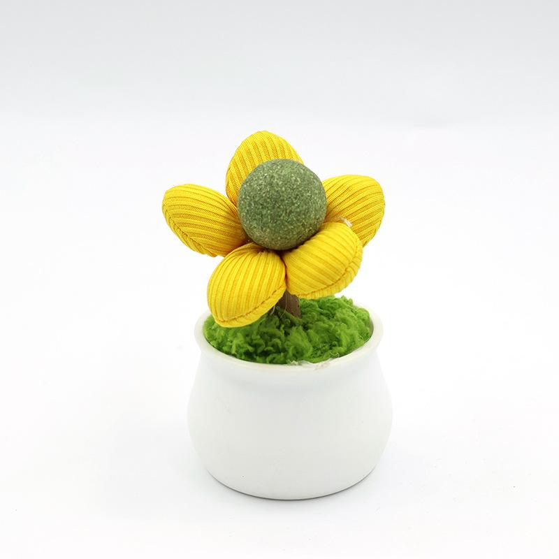 Catnip Balls, Cat Gnawing Toys, Cute Flowerpot Cat Toys, Wooden Tianliao Teething Sticks, Self-entertaining and Boring Toys for Kittens