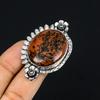 Mahagoni Obsidian Stein Sterling Silber Blume Statement Ring Schmuck Größe 7.5
