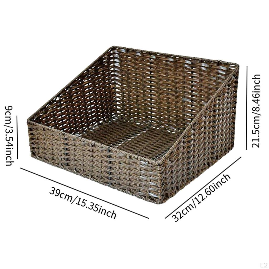 Imitation Rattan Basket ,Organizer Storage Bread Plate, Multifunction Serving Tray Handwoven Fruit