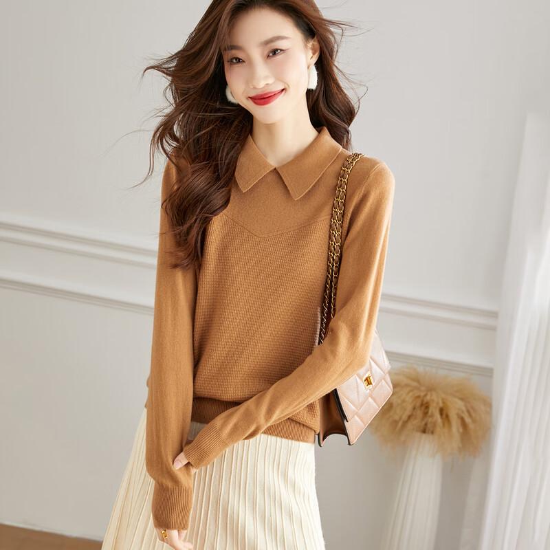 Srcr Women's Thick 100% Wool Peter Pan Collar Sweater