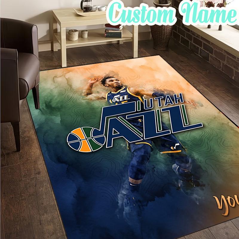 Custom Name Jazz Basketball Team Rug, Office Rug, Chair Rug, Carpet for Living Rooms, Doormat Game Rug Home Decor Christmas Gifts
