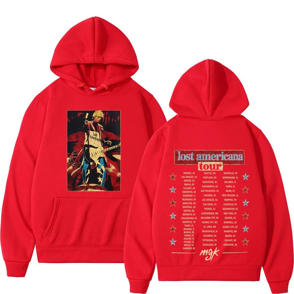 MGK Lost Americana Tour 2026 Potisk Mikiny Pánské Dámské Hip-hop Punk Mikina Podzim Zima Ležérní Volná Měkká Bavlněná Mikina
