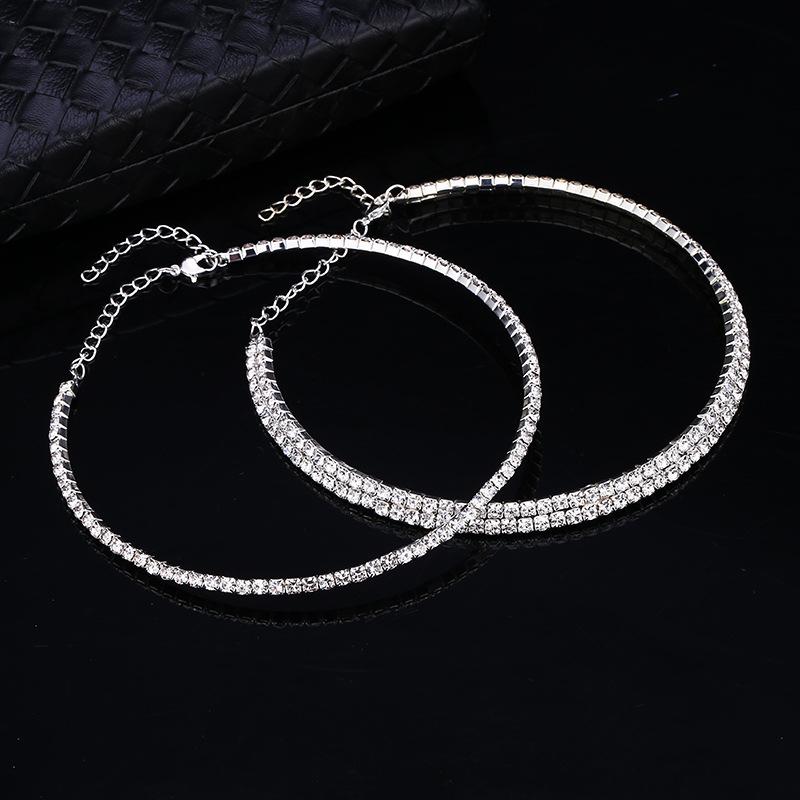 Fashion Jewelry Full Diamond Rhinestone Multi-layer Multi-row Collar Bridal Crystal Collar Short Collar Necklace