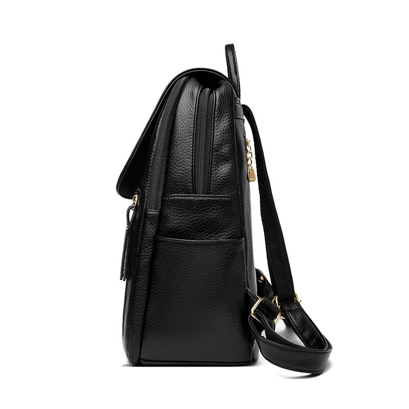 Myk Ryggsekk i Skinn Dame Ryggsekk med Stor Kapasitet Student Skolesekk