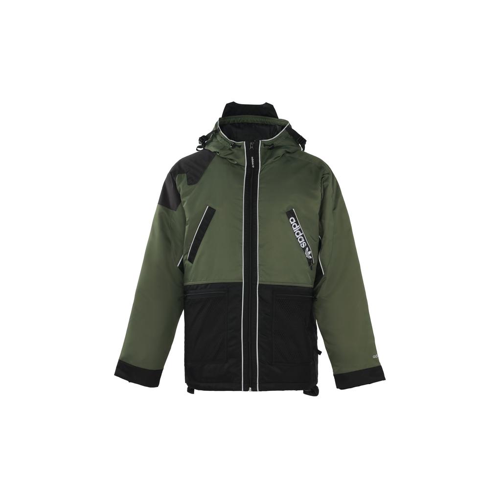 Adidas Originals Color-Block Zip Warm Casual Down Jacket Men Outerwear Black Green GJ6739