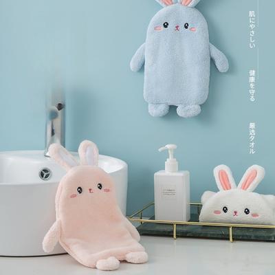 Coral Velvet Rabbit Hand Towel Bathroom Hanging  Hankerchief  Absorbent Towel Kitchen Bathroom Dual Use Household Items