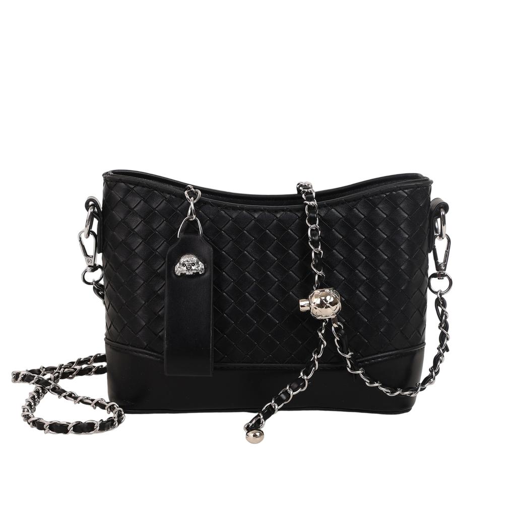 2025 Summer New Weaving Crossbody Bag Fashionable And Casual Small Bucket Bag Women'S Shoulder Bag