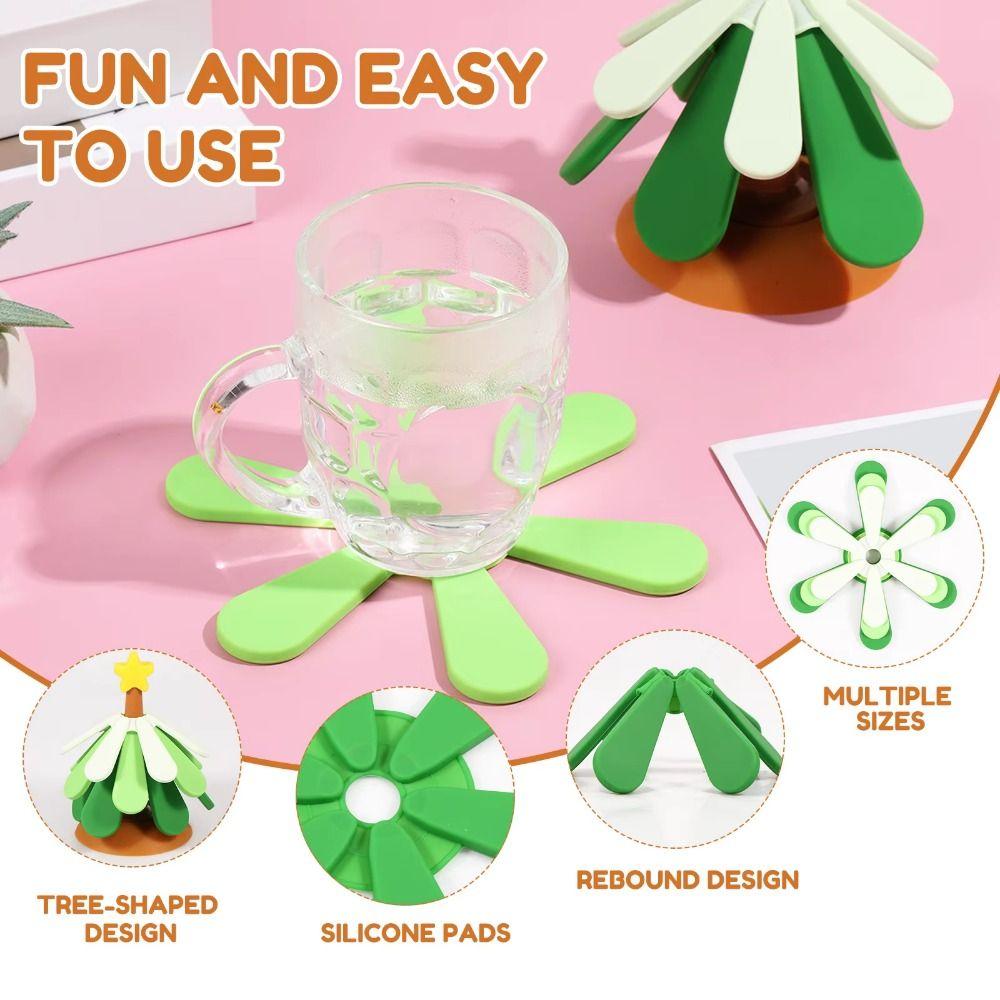 Non-slip Dishes Heat Insulation Pad Foldable Hot Dishes Trivets BPA Free Hot Plate Placemats  Home
