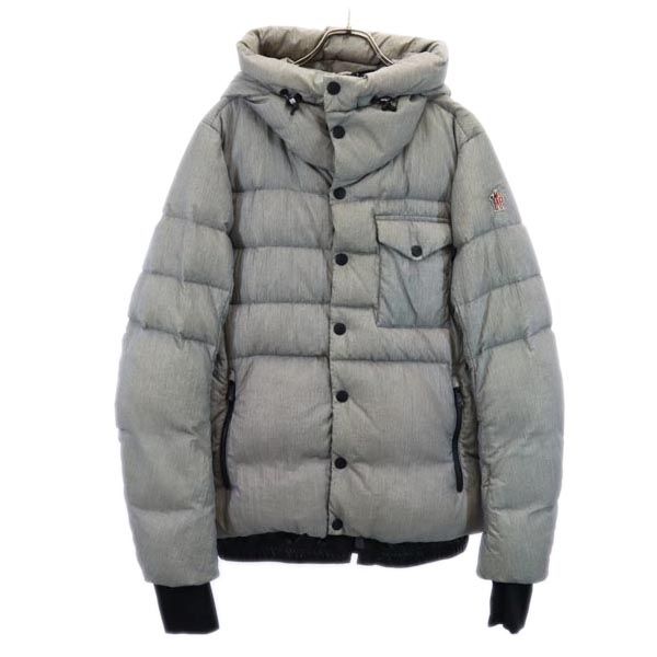 Moncler Logo Embroidery Down Jacket 4 Gray Men's Used