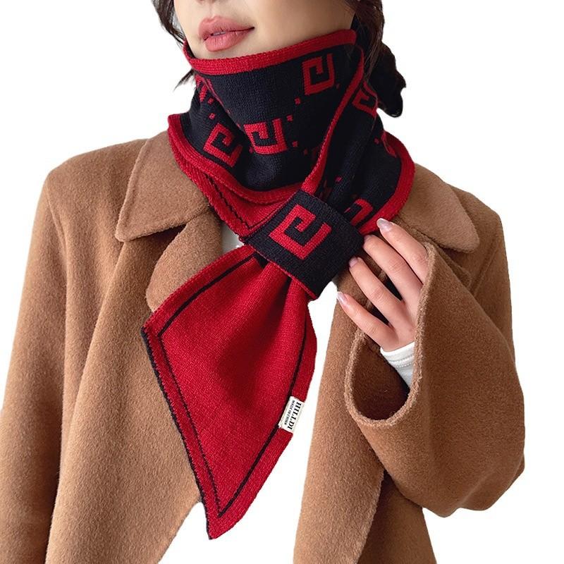 Long Knit Scarf Women Autumn Winter Double Layer Cold Proof Warm Neck Warmer Versatile Neck Cover