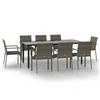 VidaXL 9-piece Garden Dining Set and Cushions Black and Grey 3185142