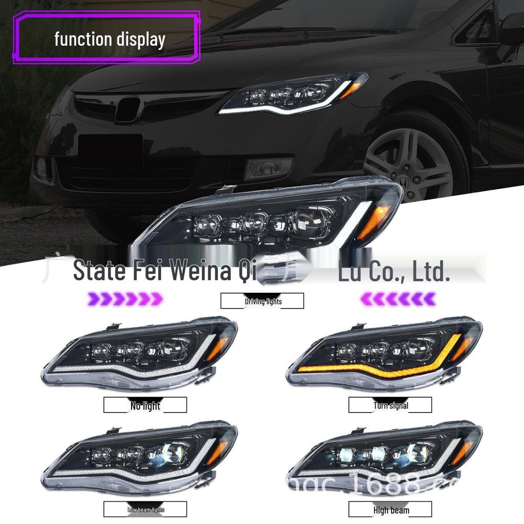 Modified LED Headlight for 2005-2012 Honda Civic FD2 (8th Gen)
