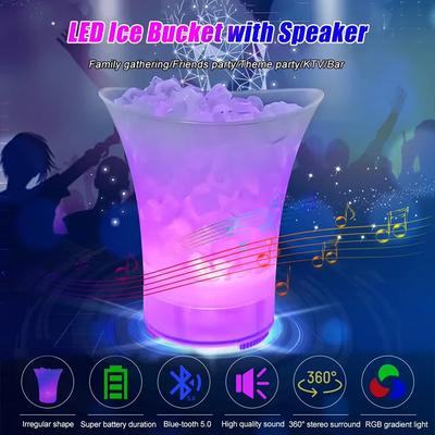 LED-Eiskübel mit Bluetooth-Lautsprecher, 5 l, großer Wein-Eiskübel, Getränkebehälter mit mehreren Farbwechseln für Partys