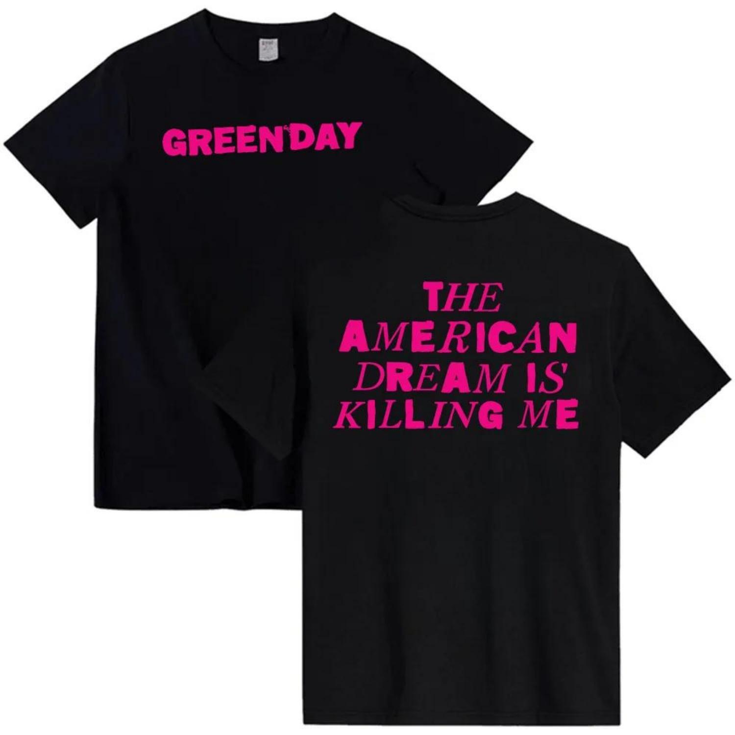 

SAVIORS Американская мечта убивает меня Футболка Рок-группа Green Day Футболка Летняя с коротким рукавом Мужская Одежда Топ S чёрный
