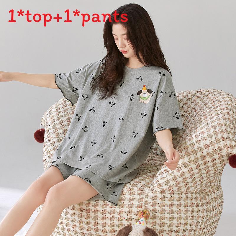 Casual Cotton Shorts And Shirt Set For Women Summer Lounge Sleepwear Comfortable And Breathable