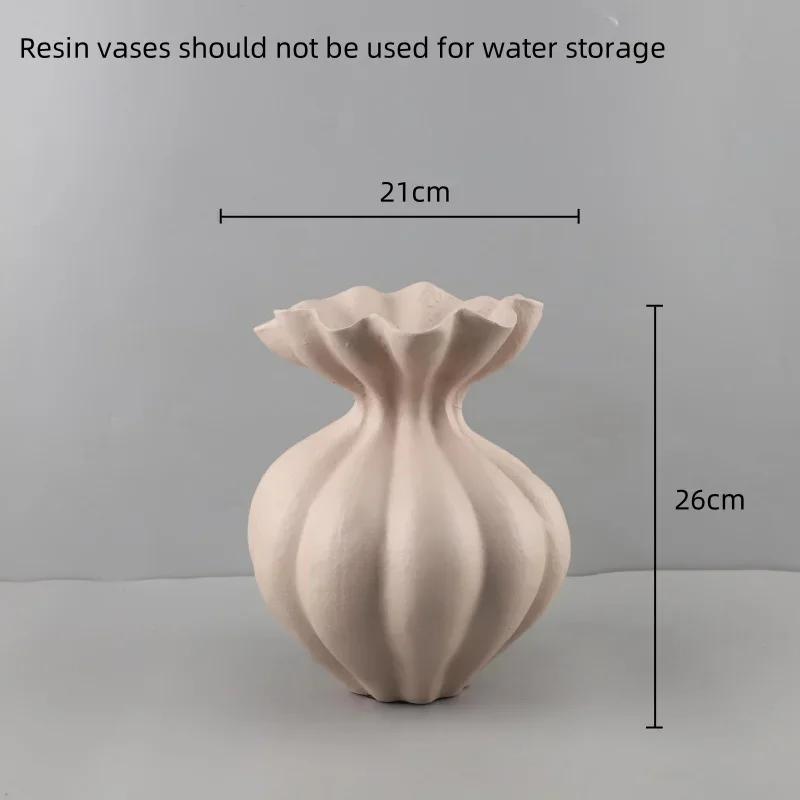 Ваза из смолы Форма бутона Бахрома Складка Цветочная ваза Изделия из смолы Аксессуары для цветочных композиций Горшок для цветов Домашний декор