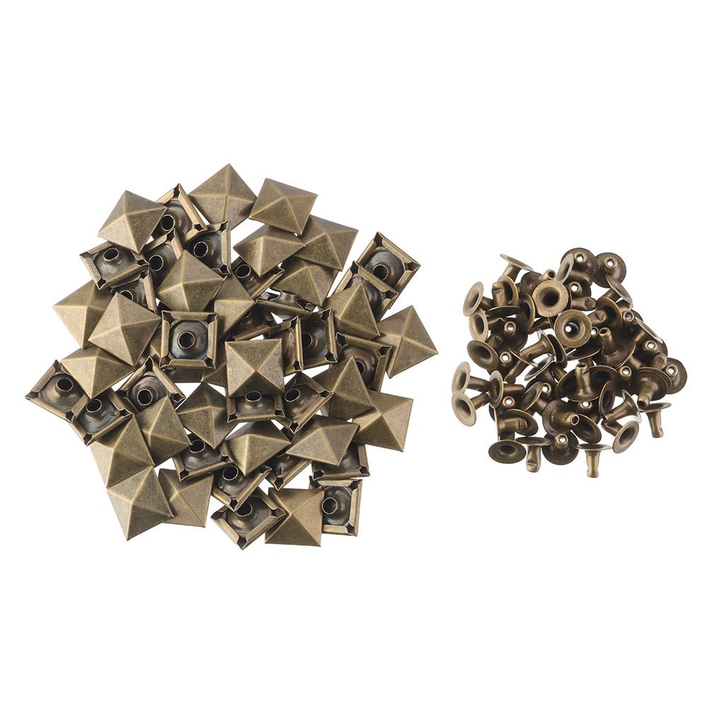 

50Sets Fashion Shoes Bag Decor Garment Aceessories Cloth Button Metal Spikes Fix Studs Square Rivets 6mm бронзовий