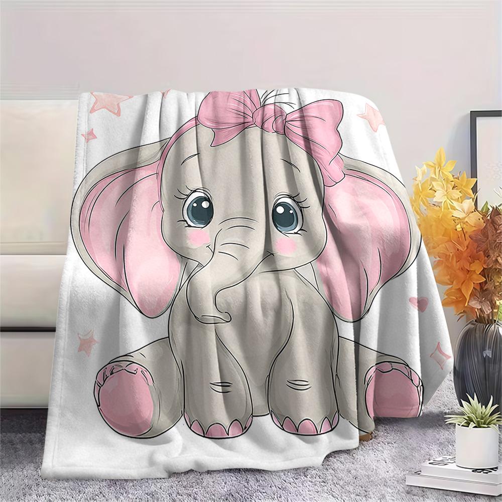 

Elephant Print Flannel Blanket, High quality Comfortable for All Seasons, Home Decor, Warmth and Comfort, Perfect for Christmas Gifts 80cm x 120cm