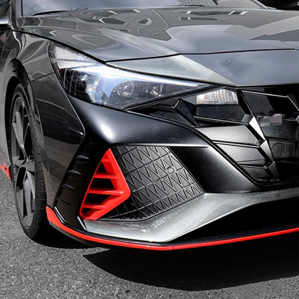 Left+Right Front Fog Light Lamp Cover Trims, Red For Hyundai Elantra N 2022 2023