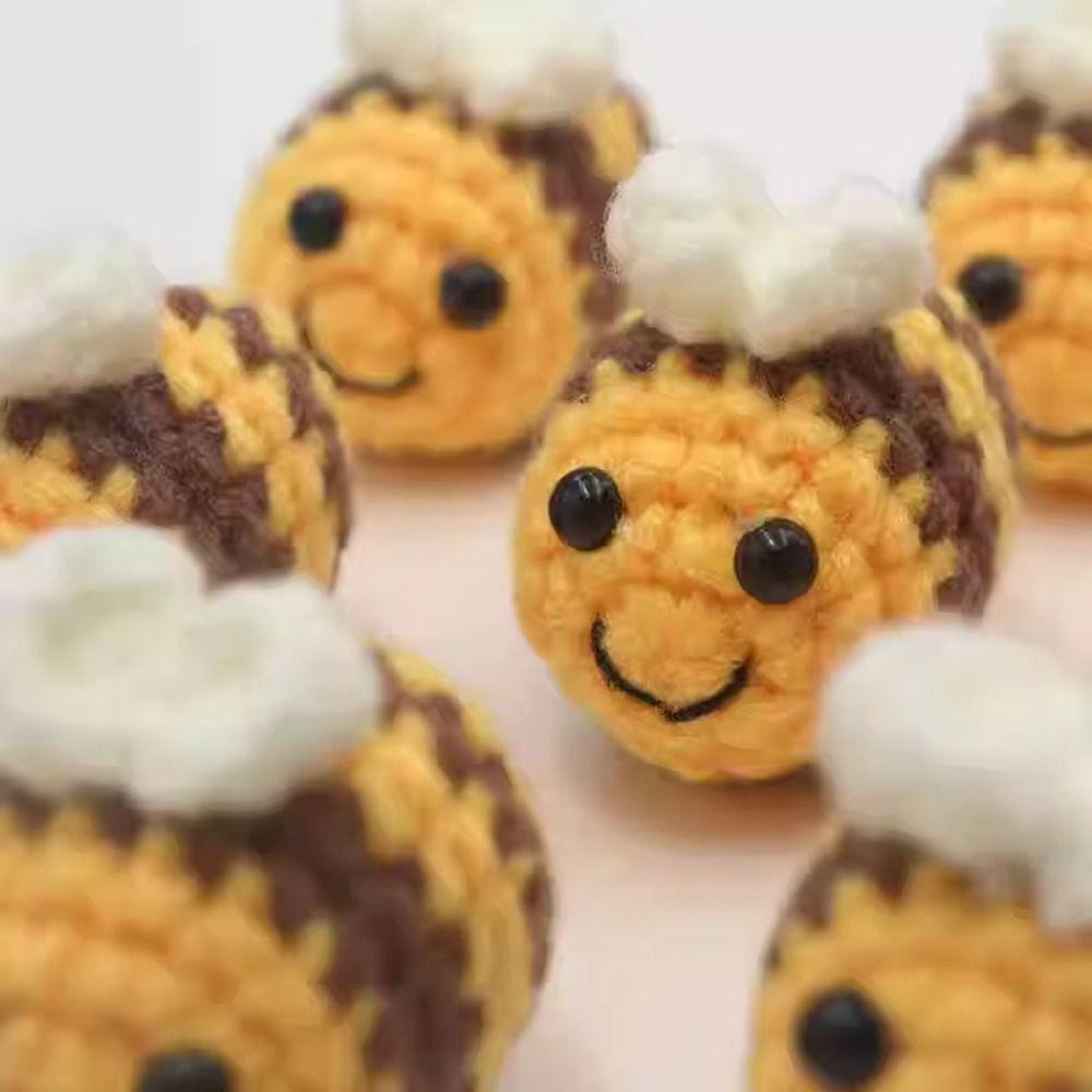 Finished Product Crochet Keychains Handmaking Knitting Insect Fat Bees Pendants  Animal Doll