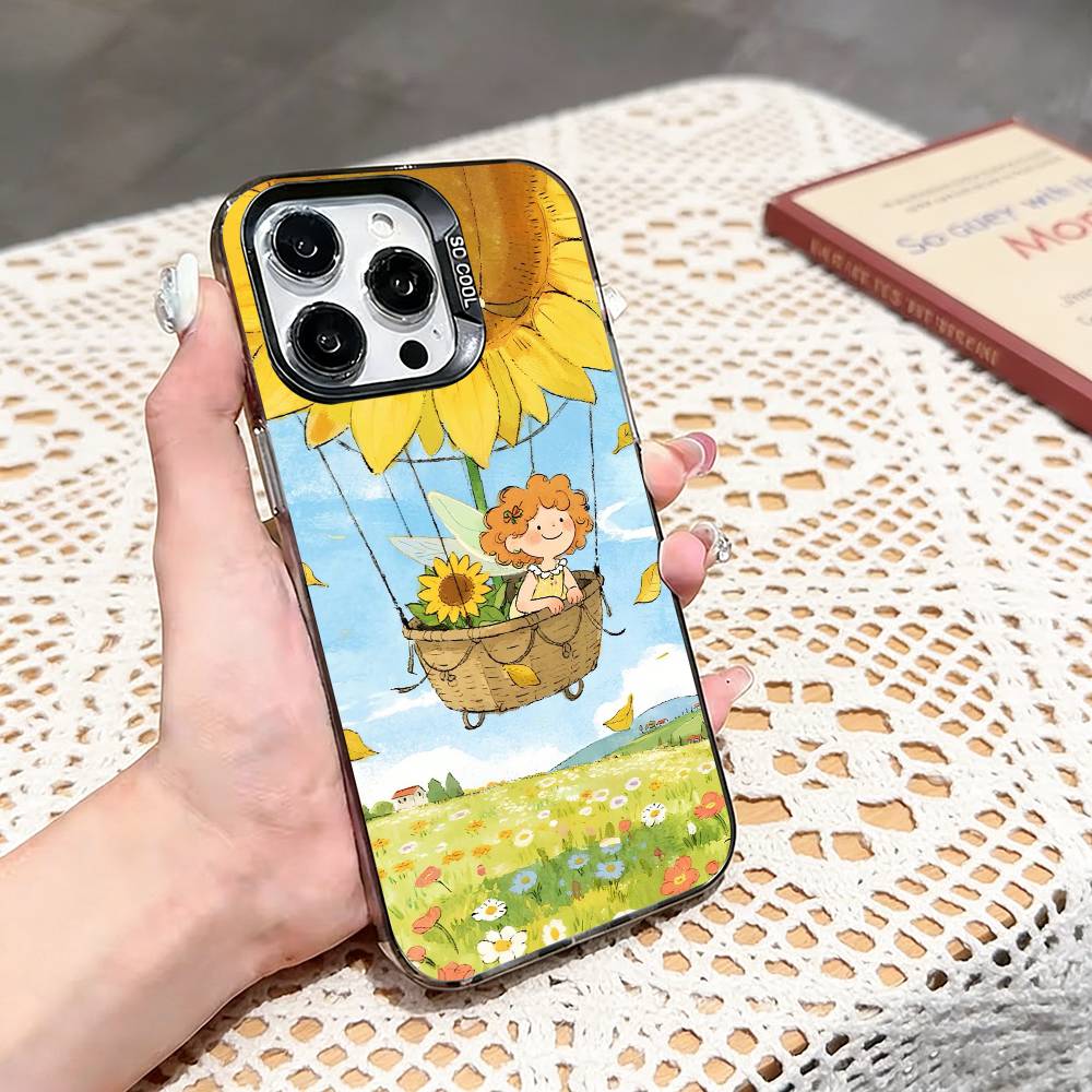 Fairy's Flower Dream Phone Case For iPhone 17,16,15,14,13,12,11 Plus,Pro Max,XS,Colored silver phone case