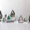 Vintage Christmas Ornament House Shape Santa Claus Deer Snowman Statue Night Light Glowing Decoration