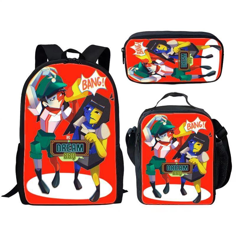 Bbq Dream Ena Pattern Printing Backpack Lunch Bag Pen Case Set For Gift Student