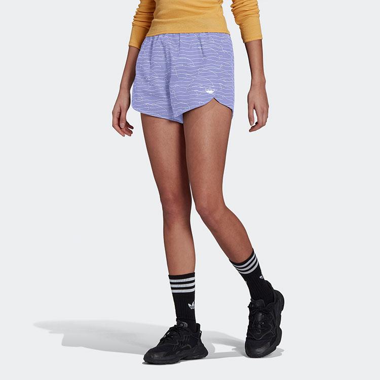 Adidas Originals Trefoil Logo Print Loose Sports Shorts Women Shorts Light-Purple GN4468