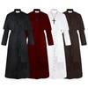Einfarbiges Priester-Cosplay-Kostüm Halloween Pastor Mittelalterlich Vintage Kirche Kleriker Roben Set für Herren