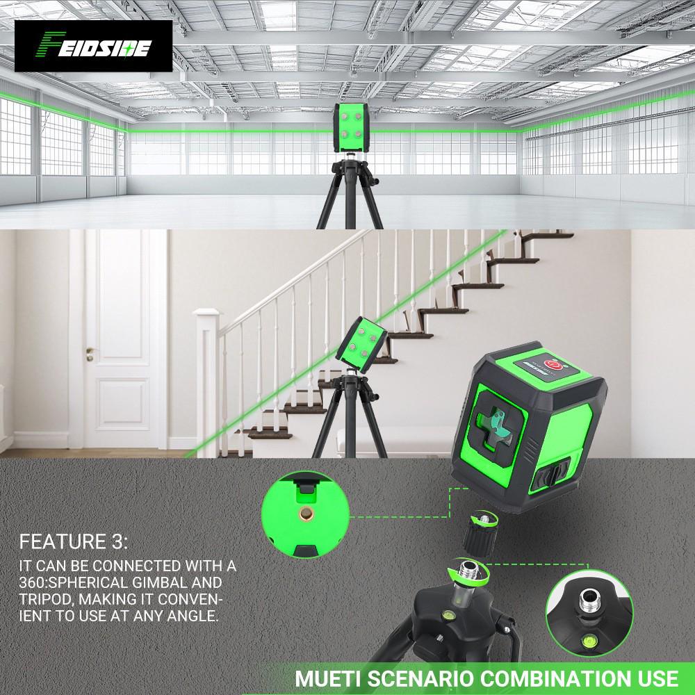 Compact Green Laser Level Meter with Auto Leveling & Rotating Crosshair