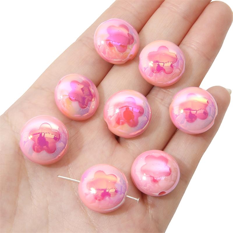 

4 шт., 18 мм, цвет макарон, кремовый цветок, медведи, акриловые бусины для DIY, ожерелье, браслет, серьги, изготовление ювелирных изделий 18mm-flower розовый