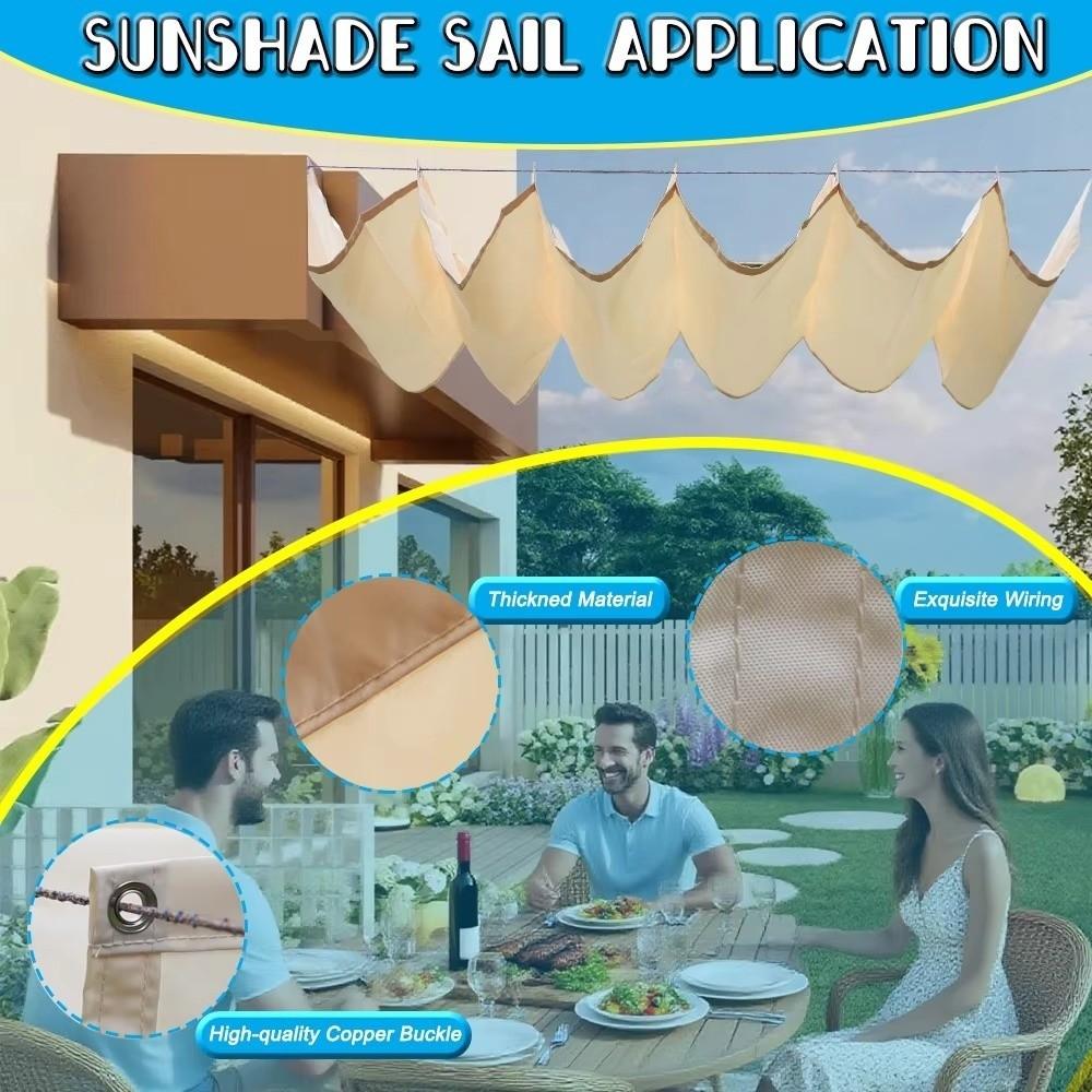 Waterproof Wave Retractable Sun Shade Canopy Heavy Duty Garden Sunshade Net Patio Terrace