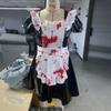 S-XL Halloween Cosplay Maid Costume Scary Blood Stain Evil Outfit Role Play Party Dress Women