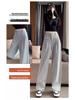 Petite Gray Wide Leg High Waist Pants for Women - Spring/Autumn