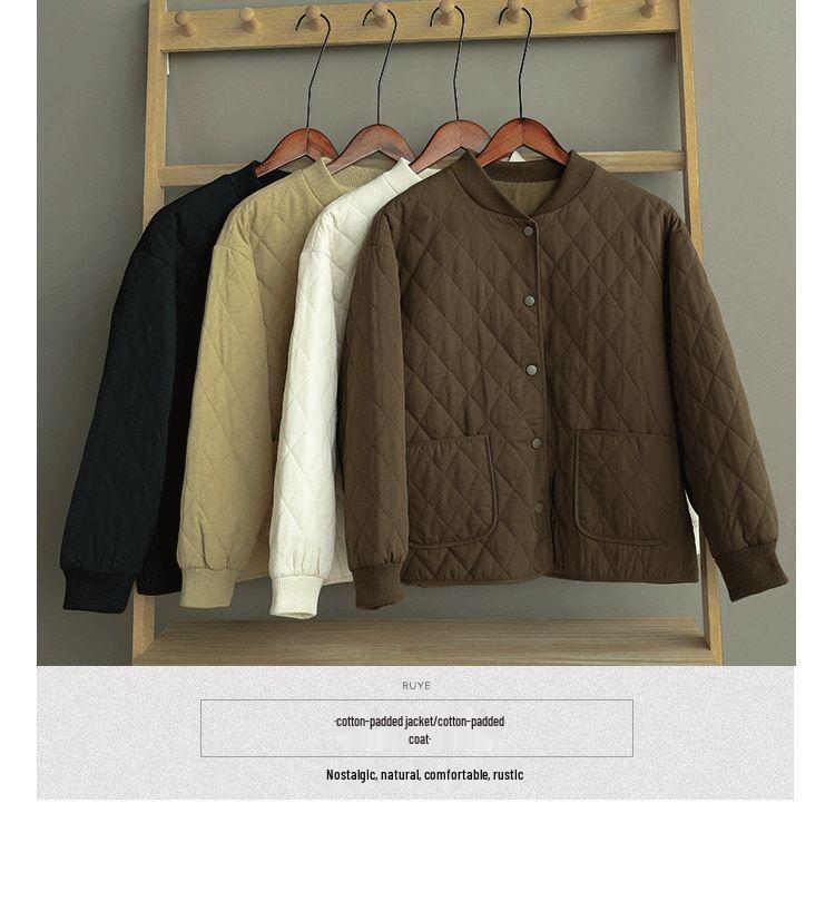 Women's Quilted Light Cotton Jacket - Autumn/Winter 2025, Short Solid Color Outerwear