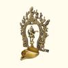 Fine Brass Ethnic Indian Carving Dancing Ganesha Design Diya With Prabhavali