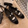 Yuanlitong 2025 spring new flat casual shoes women's retro metal word belt casual Mary Jane single shoes women