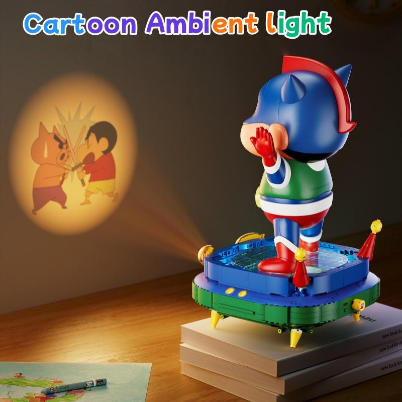 New Areax Crayon Shin Chan Series Building Blocks Transform Into Dynamic Superman Projector Puzzle Assembly Model Toy Gift