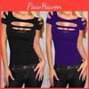 Premium Quality Summer Women's T-shirt Short Sleeve Broken Style Stretch Blouse For Nightclub