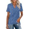 Women's V-Neck Short Sleeve Floral Print Blouse with Collar - Casual Fashion Top