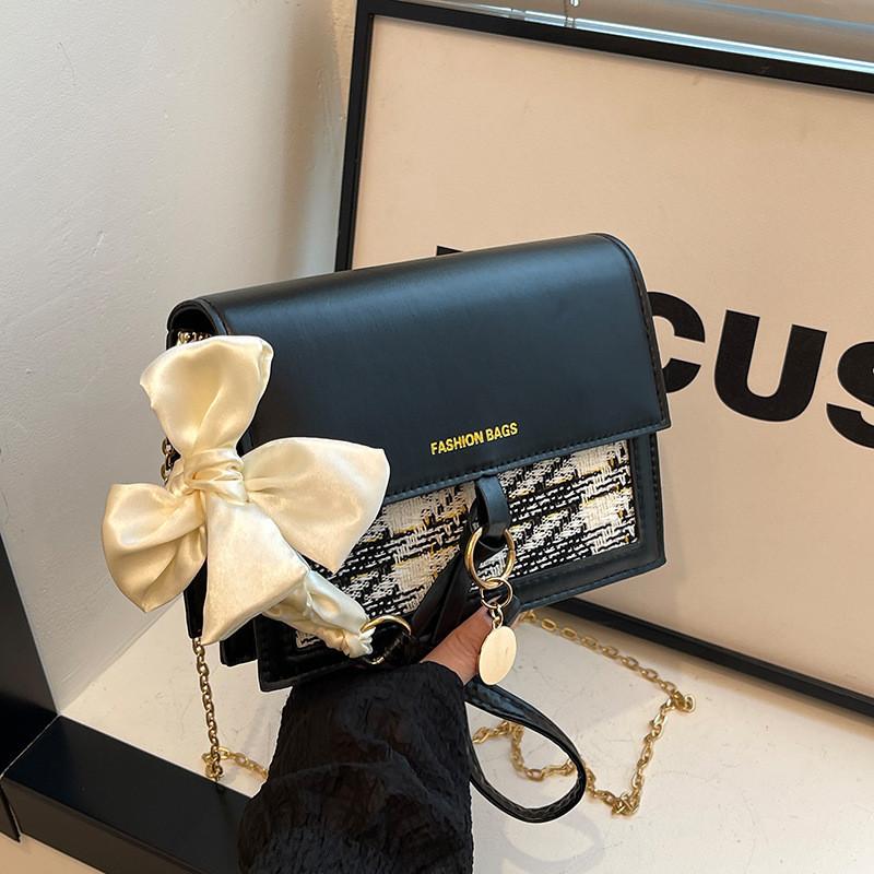 Scarf Silk Lattice Pattern Single Shoulder Crossbody Bag Handbag Women Gift