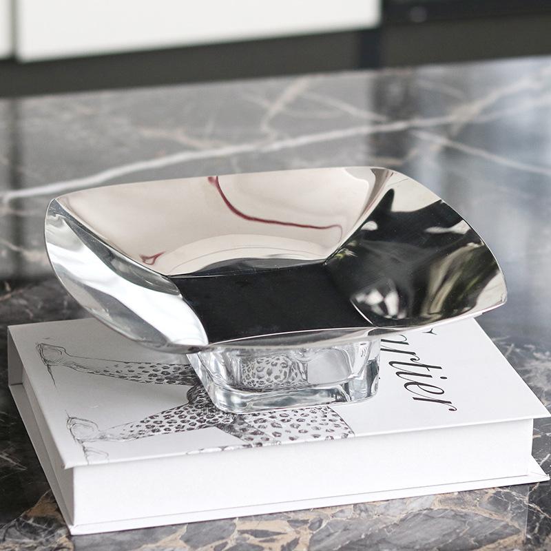 Nordisch Minimalistisch Weiche Dekoration Metall Kristall Obstschale Ornamente Musterzimmer Designer Exquisite Desktop Passende Handwerkskunst