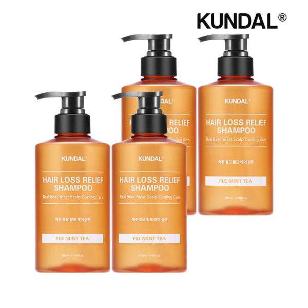 KUNDAL Beer Yeast Anti-Hair Loss Shampoo Pigmint Tea 500ml x4