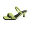 Fashion Open Toe High Heeled Slippers Women's Summer New Square Head Thick Heel Mid-heel flip flops stiletto pumps luxury woman clappers