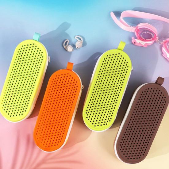 Swimming Goggles Case Double-Sided Color with Portable Handle Container Soft Silicone Ventilation Holes Water Drainage Storage Box