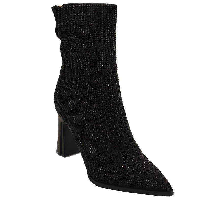 Sexy shining rhinestone super high heel short boots fashion boots new pointed side zipper slim boots Martin boots