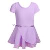 Girls' Love Dance Skirt, Girls' Four Seasons Short Sleeve Ballet Practice Dress, Two Piece Gymnastics Performance Dress Set